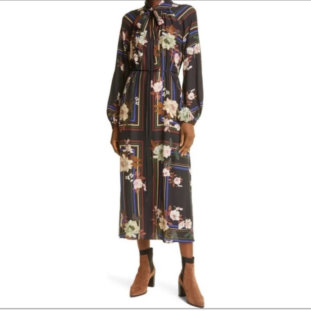 La Ligne black and multi-colored silk dress